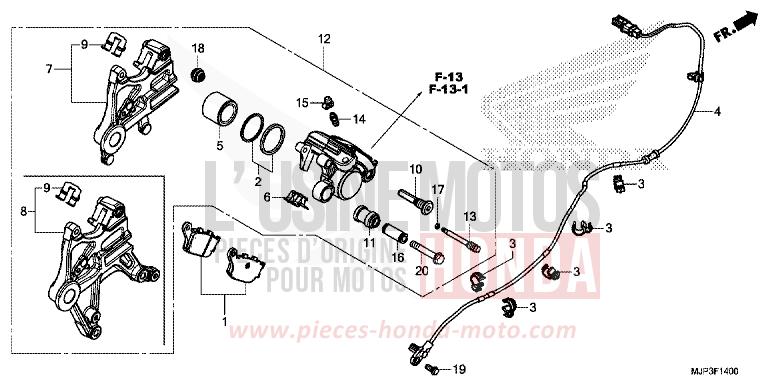 HINTERRAD-BREMSSATTEL von Africa Twin PEARL GLARE WHITE (NHB53H) von 2016